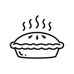 Steaming Hot Pie Vector Icon, Freshly Baked Dessert, Sweet Pastry Graphic