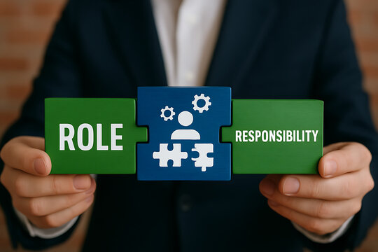 Roles and responsibilities concept. Business Motivation Strategy Professional Successful Team Work