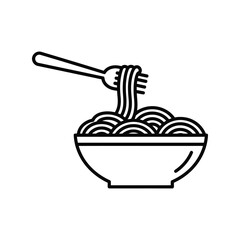 Spaghetti with Fork Vector Icon, Italian Pasta, Classic Noodle Dish Graphic
