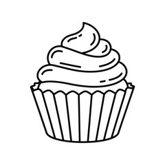 Sweet Cupcake Vector Icon, Baked Dessert, Frosted Pastry Treat Graphic