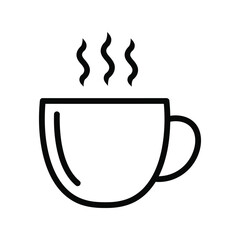 Steaming Coffee Cup Outline Icon, Hot Beverage Vector Illustration