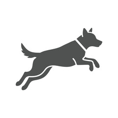 Dynamic Dog Running Silhouette, Active Canine Motion Vector Illustration