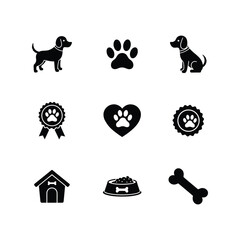 Comprehensive Dog Care Icon Set: Pet Life, Food, and Wellbeing Essentials