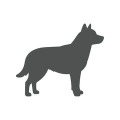 Standing Dog Silhouette Icon, Canine Pet Profile Vector Illustration