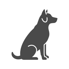 Silhouette of Sitting German Shepherd Dog Vector Illustration, Loyal Canine Profile