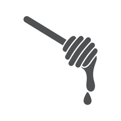 Honey dipper with dripping honey icon: sweet food, natural ingredient vector