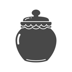 Silhouette of honey jar with decorated lid: food container, preserves vector