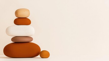 Creative wooden balancing stones with warm earthy tones, perfect for openended cozy play