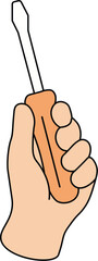 Hand Holding Screwdriver Flat Vector Illustration