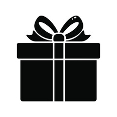 Black gift box with ribbon and bow isolated vector illustration for presents