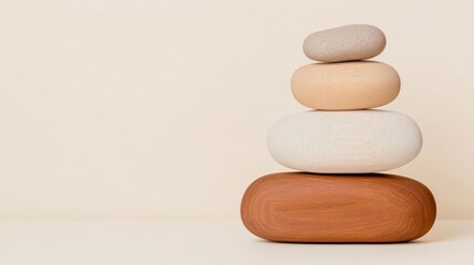 Creative wooden balancing stones with warm earthy tones, perfect for openended cozy play