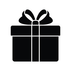 Black gift box with ribbon and bow isolated vector illustration for presents