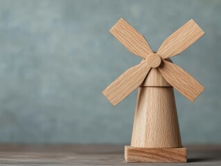 Handcrafted wooden windmill toy with cozy rustic textures and creative spinning blades