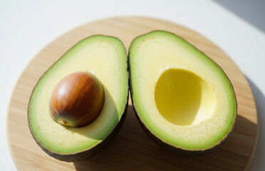 avocado on a wooden plate
