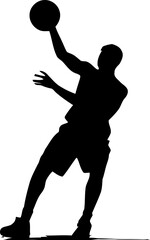 Basket ball palyer dynamic pose silhouette