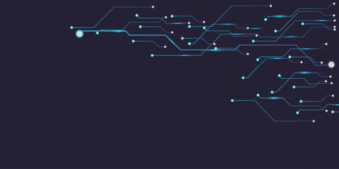 Abstract Digital Circuit Background with Blue Connections on Dark Surface