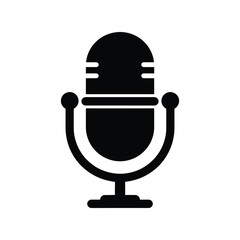Classic Black Microphone Vector Icon - Audio Recording & Vocal Performance