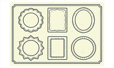Collection of ornate decorative empty picture frames and shields on a transparent background