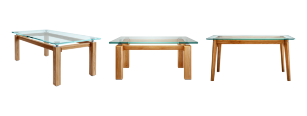 Elegant Glass Top Tables with Wooden Legs for Modern Interiors