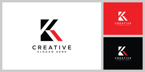 initial letter k logo vector design line style