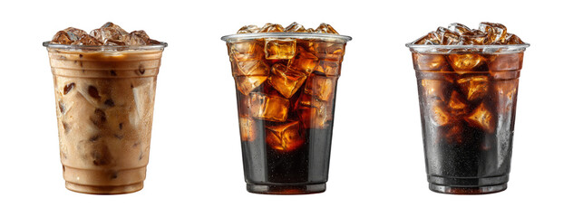 Refreshing Iced Beverage Collection in Clear Plastic Cups