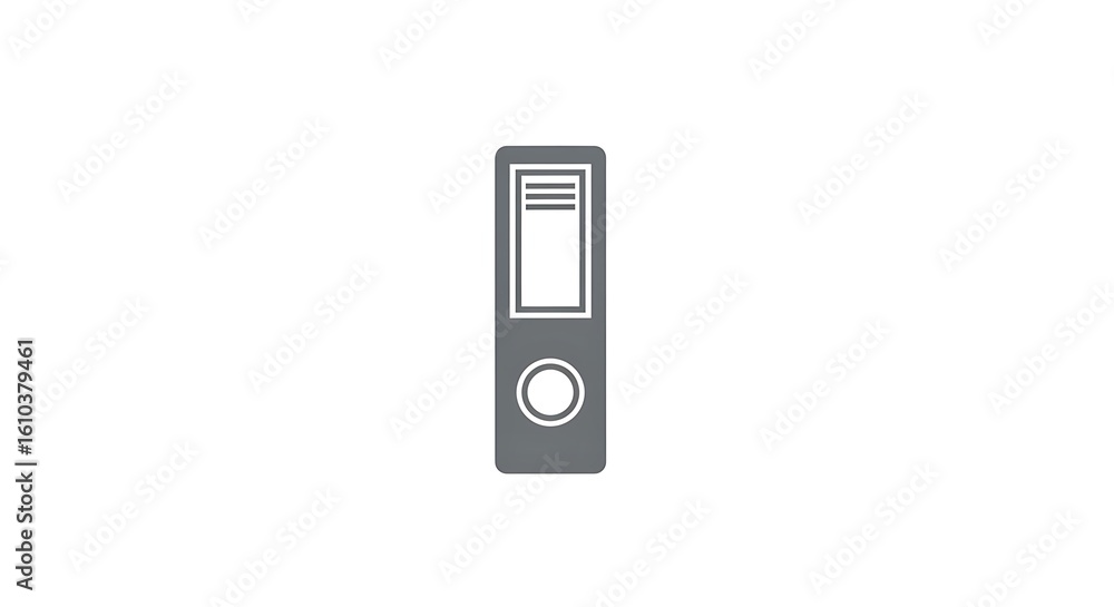 Poster a gray ring binder with a white label and ring isolated on a white background in a simple vector sty