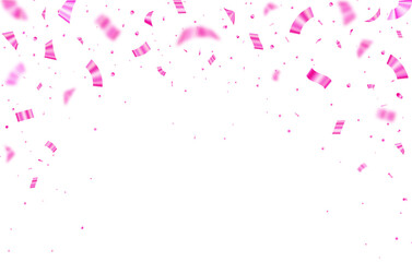 Festive pink confetti and glitter explosion on white background, Beautiful celebration and party concept.