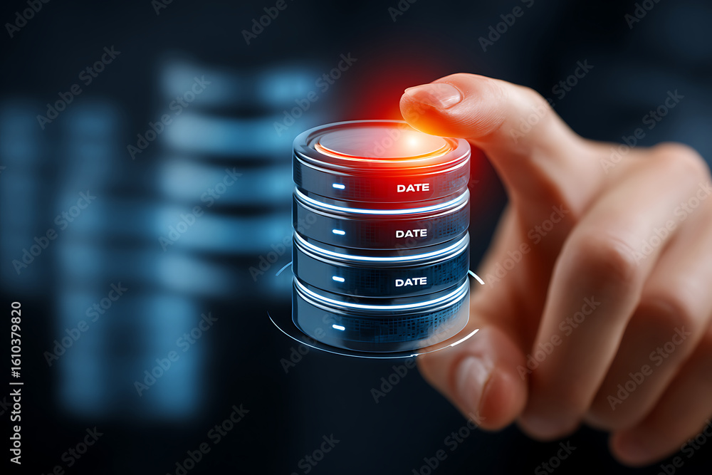 Poster Interactive Database Management System Interface Showcasing Digital Data Manipulation by a User