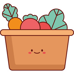 Healthy Vegan Veggie Basket Illustration