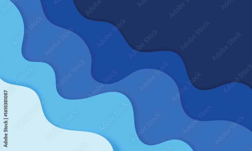 Poster abstract modern wave design papercut style template overlapping banner background