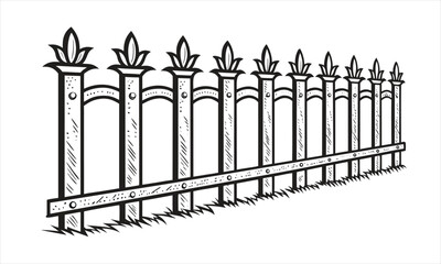 wrought iron fence isolated