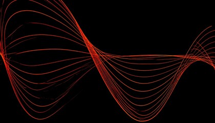 Abstract flowing red lines on black background