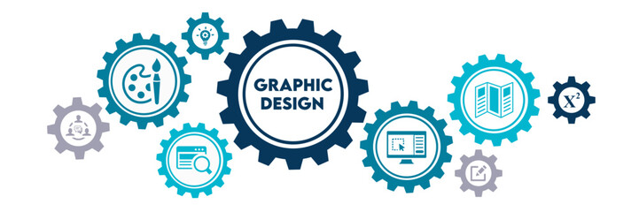 Graphic Design business concept - thin line vector icon set