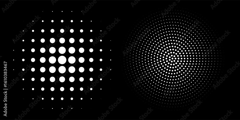Poster set of black halftone dots backgrounds. vector modern dots halftone,pop art comic style gradient cir