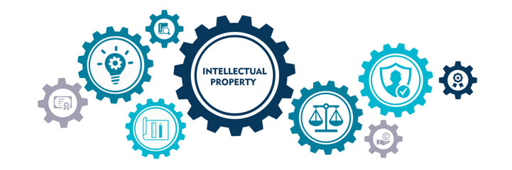 Intellectual property set icon with modern green concept