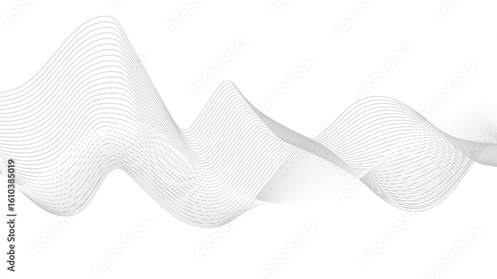 Poster abstract black lines wave curve motion on white background. abstract simple grey wave line design ca