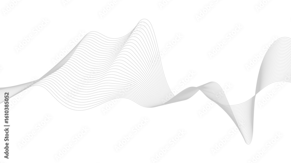 Poster abstract black lines wave curve motion on white background. abstract simple grey wave line design ca