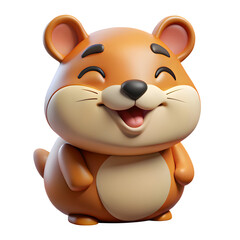 Fototapeta premium Joyful cartoon hamster with closed eyes and open mouth