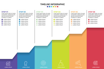Steps business data visualization timeline process infographic template design with icons