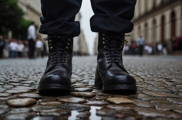 Military Boots Marching in Unison at Brazil's Independence Day Parade
