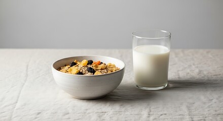 Cornflakes and Milk on Folded Napkin – Soft Flat Lay of Everyday Breakfast Scene