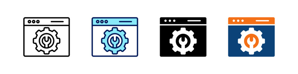 Web Maintenance All In One Icon Multi Styles Vector Set