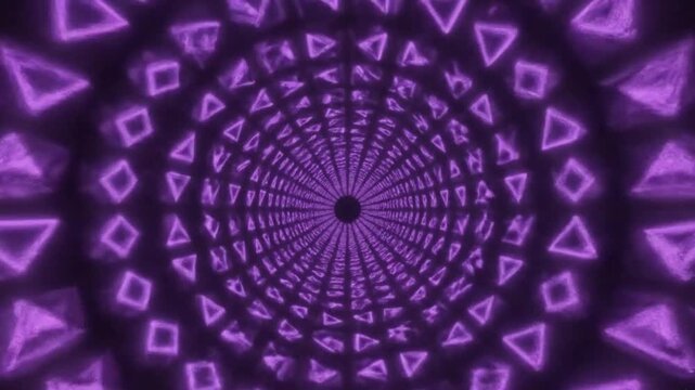 Synthwave Tunnel of Glowing Geometric Shapes in Motion for Looping Visual Backgrounds