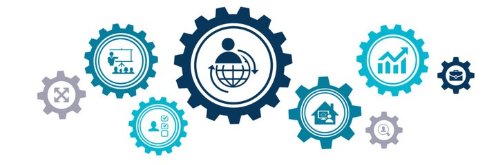 human resource management concept – modern hr aspects: vector illustration