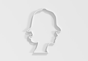 Metropolitan policewoman face side view icon. Elegant silhouettes of a female head. Avatar profile sign. 3D render
