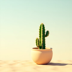 Lone Desert Cactus in Pot