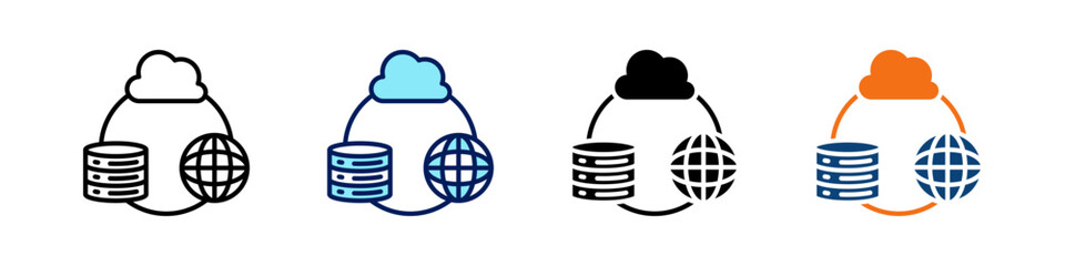 Nodejs Hosting All In One Icon Multi Styles Vector Set