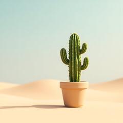 Lone Desert Cactus in Pot
