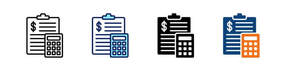 Accounting All In One Icon Multi Styles Vector Set