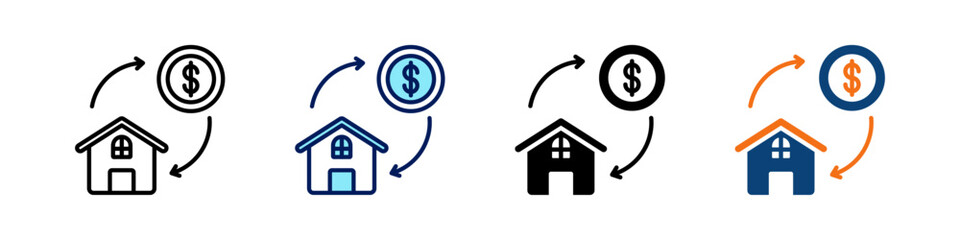 Real Estate Sales All In One Icon Multi Styles Vector Set